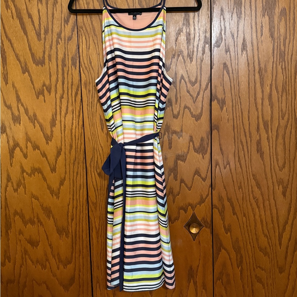 The Limited XL Multicolor Striped Sleeveless Dress Tie Waist Lined